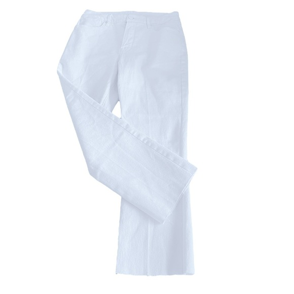 Good American White Denim Jeans High Waisted Straight Legs Raw Hem Size 8 - Picture 13 of 13